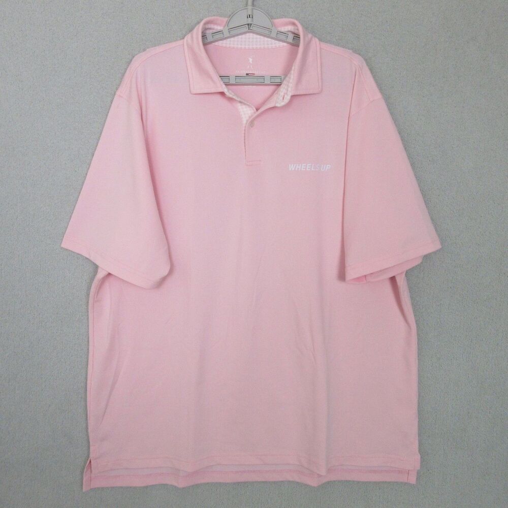 Fairway&Greene Polo Shirt Mens XXL Pink Wheels Up Short Sleeve Golf Performance